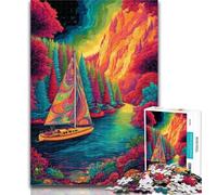 1000 Piece Jigsaw Psychedelic Boat 1000 Piece Jigsaw Puzzles,Educational Game for Birthday, Chrismas for And 14 Years Old 50x75cm