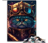 1000 Piece Jigsaw Psychedelic Cat Warrior Jigsaw Puzzles for Adults, 1000 Piece for Home Decor, Family Fun, Ages 14+ (Size 26x38 cm)