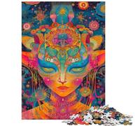 1000 Piece Jigsaw Psychedelic Cosmic Being Jigsaw Puzzles for Adults Precision Cutting Wishlist with Santa Claus Brainteaser Family Games (38x52cm/1000pcs)