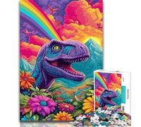 1000 Piece Jigsaw Psychedelic Dinosaur 1000 Piece Jigsaw Puzzles for Teenagers Gifts,Enhance Love between Couples for Age 14 26x38cm