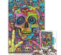 1000 Piece Jigsaw Psychedelic Skull Jigsaw Puzzles for Adults 1000,Educational Games Home Decoration Artists Collection, Fine Art 50x75cm