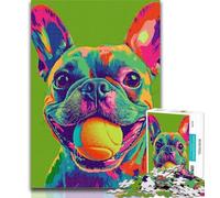 1000 Piece Jigsaw Pug Playing Tennis 1000 Piece Jigsaw Puzzle for Adults Teens,Toys Educational Games Stress Relieving Artists Collection, Fine Art 26x38cm