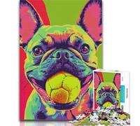 1000 Piece Jigsaw Pug Playing Tennis Jigsaw Puzzles for Teenagers 1000 Pieces,Decompressing Intellectual Educational Toy Birthday Present, Gifts 26x38cm