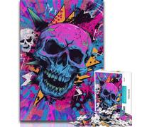 1000 Piece Jigsaw Punk Skeleton Jigsaw Puzzles 1000 Pieces for Adults Teens,Decompressing Intellectual Educational Toy Secret Santa Gifts (26x38cm)