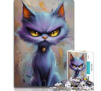 1000 Piece Jigsaw Purple Cat 1000 Piece Jigsaw Puzzle for Adults Teens,Toys Educational Games Stress Relieving Artists Collection, Fine Art (50x75cm)