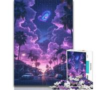 1000 Piece Jigsaw Purple Sunset Jigsaws Puzzles 1000 Pieces for Adults Gifts,with Matching Poster And Trivia Sheet for Age 14 50x75cm