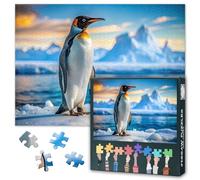 1000-Piece Jigsaw Puzzle - 50x70cm Penguin Standing on Ice with Snowy Winter Landscape Scene Pictures Puzzles, Unique Gift for Parlour Games