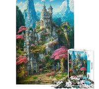 1000 Piece Jigsaw Puzzle A Cliffside Castle Visual Perception Improvement Reliable Stable Finished Build Lovely Birthday Gifts Option (Size 38x26cm)