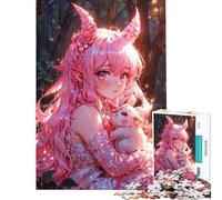 1000 Piece Jigsaw Puzzle A Cute Demon Girl Visual Perception Improvement Uniform Size for Easy Arranging Meaningful Birthday Gifts (Size 50x75cm)