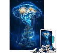 1000 Piece Jigsaw Puzzle A Giant Jellyfish Old Ship Visual Perception Improvement Reliable Stable Finished Build Lovely Birthday Gifts Option (Size 38x26cm)