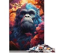 1000 Piece Jigsaw Puzzle A Gorilla in The Flowers Puzzles for Adults Wooden Games Jigsaw Challenge Toy Christmas And Birthday Gifts 1000pcs (75x50cm)