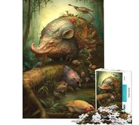 1000 Piece Jigsaw Puzzle A Surreal Giant Forest Hog Visual Perception Improvement Reliable Stable Finished Build Lovely Birthday Gifts Option (Size 50x75cm)