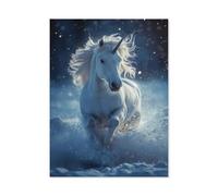 1000 Piece Jigsaw Puzzle，A white unicorn in the blue snow dance，Adults Children Paper Toy Educational Game（38x26cm）-AG8