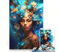 1000 Piece Jigsaw Puzzle A Woman with Blue Flowers, Practical Game, Parent-child Interaction, Artists Collection, Fine Art 38x26cm