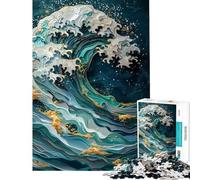 1000 Piece Jigsaw Puzzle AabstractWave Off Kanagawa Visual Perception Improvement Reliable Stable Finished Build Lovely Birthday Gifts Option (Size 38x26cm)