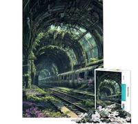 1000 Piece Jigsaw Puzzle Abandoned Train Station Visual Perception Improvement Uniform Size for Easy Arranging Meaningful Birthday Gifts (Size 38x52cm)