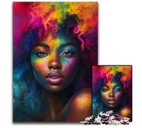 1000 Piece Jigsaw Puzzle Abstract Afro Woman Face Colorful Jigsaw Puzzles for Adults Educational Brain Teaser Artistic Home & Office Decor Age 1000 PCS(38x26cm)