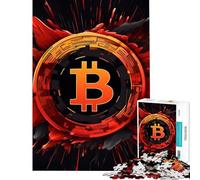 1000 Piece Jigsaw Puzzle Abstract Bitcoin Design Visual Perception Improvement Reliable Stable Finished Build Lovely Birthday Gifts Option (Size 50x75cm)
