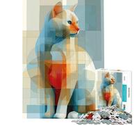1000 Piece Jigsaw Puzzle Abstract Cat Portrait Visual Perception Improvement Uniform Size for Easy Arranging Meaningful Birthday Gifts (Size 38x26cm)
