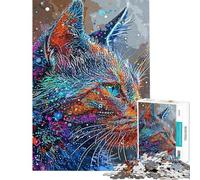 1000 Piece Jigsaw Puzzle Abstract Cat Visual Perception Improvement Reliable Stable Finished Build Lovely Birthday Gifts Option (Size 38x52cm)