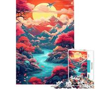 1000 Piece Jigsaw Puzzle Abstract Color Riverscape Visual Perception Improvement Reliable Stable Finished Build Lovely Birthday Gifts Option (Size 50x75cm)