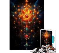1000 Piece Jigsaw Puzzle Abstract Floral Mandala with Cosmic Elements Visual Perception Improvement Uniform Size for Easy Arranging Meaningful Birthday Gifts (Size 50x75cm)
