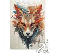 1000 Piece Jigsaw Puzzle, Abstract Fox Portrait with Watercolor Effect, 52x38cm/1000pcs, for Adults, Indoor Puzzle Activity, Weekend Downtime And Time at Home