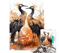 1000 Piece Jigsaw Puzzle Abstract Paint Stork Visual Perception Improvement Uniform Size for Easy Arranging Meaningful Birthday Gifts (Size 50x75cm)
