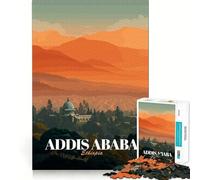 1000 Piece Jigsaw Puzzle Addis Ababa Ethiopia Travel Poster Precise Cut Art Brain Boosting Play Leisure Time Fun Xmas Decor Gift (50x75cm)