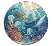 1000 Piece Jigsaw Puzzle Adults Ocean Life Collection Round Underwater Scene Challenging Puzzle Game with 1000 Interlocking Pieces for Family Fun And Relaxation