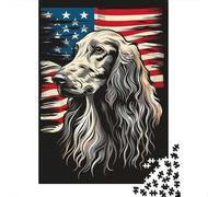 1000 Piece Jigsaw Puzzle, Afghan Hound American Flag, 52x38cm/1000pcs, for Adults, Thoughtful Gift Idea, Screen-Free Leisure And Time at Home
