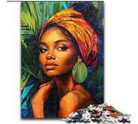 1000-Piece Jigsaw Puzzle African Woman Jigsaw Puzzles for Adults 1000 Piece for Teenager & Family Fun, (Size 26x38cm)