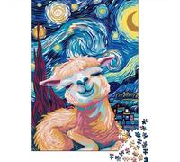 1000 Piece Jigsaw Puzzle, Alpaca in Starry Night Style, 38x26cm/1000pcs, for Adults, Indoor Puzzle Activity, Weekend Downtime And Time at Home