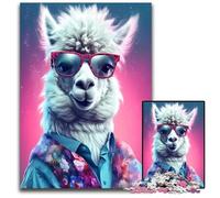 1000 Piece Jigsaw Puzzle Alpaca Pink Jigsaw Puzzles for Adults for Home Decor Brain Training 1000 PCS(75x50cm)