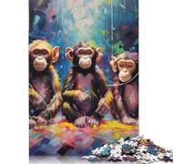 1000 Piece Jigsaw Puzzle Animal Three Monkeys Puzzles for Adults Cardboard Jigsaw Educational Toys Size : 38x26cm