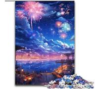 1000 Piece Jigsaw Puzzle Anime Style Night Time Scene Made of Wood, Making It A Great Gift for Family Fun 50x75cm for Birthdays, Holidays, And Special Occasions