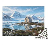 1000 Piece Jigsaw Puzzle Arctic Hut on A Glacial Lake Family Adults Cardboard Indoor Activity Mindfulness Birthday Gift 52x38cm/1000pcs