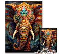 1000 Piece Jigsaw Puzzle Art Elephant Wooden Jigsaw Puzzles Relax & Challenge, Colorful Home Decor Art, for Friends 50x75CM/19.68x29.52inch