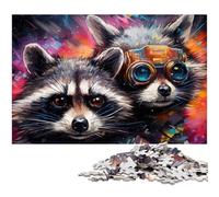 1000 Piece Jigsaw Puzzle Art Fantasy Raccoon cardboard Jigsaw Puzzles Relax & Challenge, Colorful Home Decor Art, for Friends 26X38CM/10.23x14.96inch