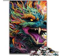 1000 Piece Jigsaw Puzzle Art Flying Dragons Jigsaw Puzzle Made of Wood,Perfect for Family Fun, Party Games, Birthday Party Favors 1000pcs(50x75cm)