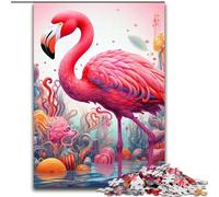 1000-Piece Jigsaw Puzzle Art Psychedelic Flamingo 1000Pc Adults Jigsaw Puzzle for Teenagers, Family Interactive Game, Challenge Gift (Szie 26x38cm)