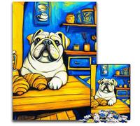 1000 Piece Jigsaw Puzzle Artistic French Bulldog Cardboard Puzzles Stress Reliever Staycation Kill Time, A Work of Art for And Age 14 26X38CM