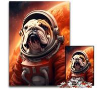1000-Piece Jigsaw Puzzle Astronaut Bulldog Dog NasaPuzzles for Adults Challenging Brain Teaser for Teenagers Family Fun Interactive Game 1000 PCS(38x26cm)
