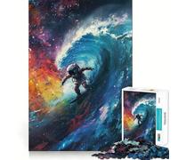 1000 Piece Jigsaw Puzzle Astronaut Cosmic Surfing Precise Cut Art Brain Boosting Play Leisure Time Fun Xmas Decor Gift (38x52cm)