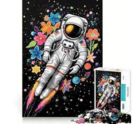 1000 Piece Jigsaw Puzzle Astronaut Flower Space Precise Cut Art Brain Boosting Play Leisure Time Fun Xmas Decor Gift (50x75cm)
