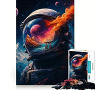 1000 Piece Jigsaw Puzzle Astronaut Helmet Reflecting Landscape And Space Precise Cut Art Brain Boosting Play Leisure Time Fun Xmas Decor Gift (38x52cm)