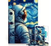 1000 Piece Jigsaw Puzzle Astronaut in Space Starry Night Style Clean Joint Game Brain Teasing Play Relax Play Time Birthday Fun Gift (50x75cm)