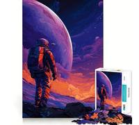 1000 Piece Jigsaw Puzzle Astronaut on Alien Planet Digital Art Precise Cut Art Brain Boosting Play Leisure Time Fun Xmas Decor Gift (38x52cm)