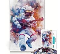 1000 Piece Jigsaw Puzzle Astronaut Playing Guitar Clean Joint Game Brain Teasing Play Relax Play Time Birthday Fun Gift (50x75cm)