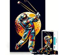 1000 Piece Jigsaw Puzzle Astronaut Plays Golf Wpap Clean Joint Game Brain Teasing Play Relax Play Time Birthday Fun Gift (38x26cm)